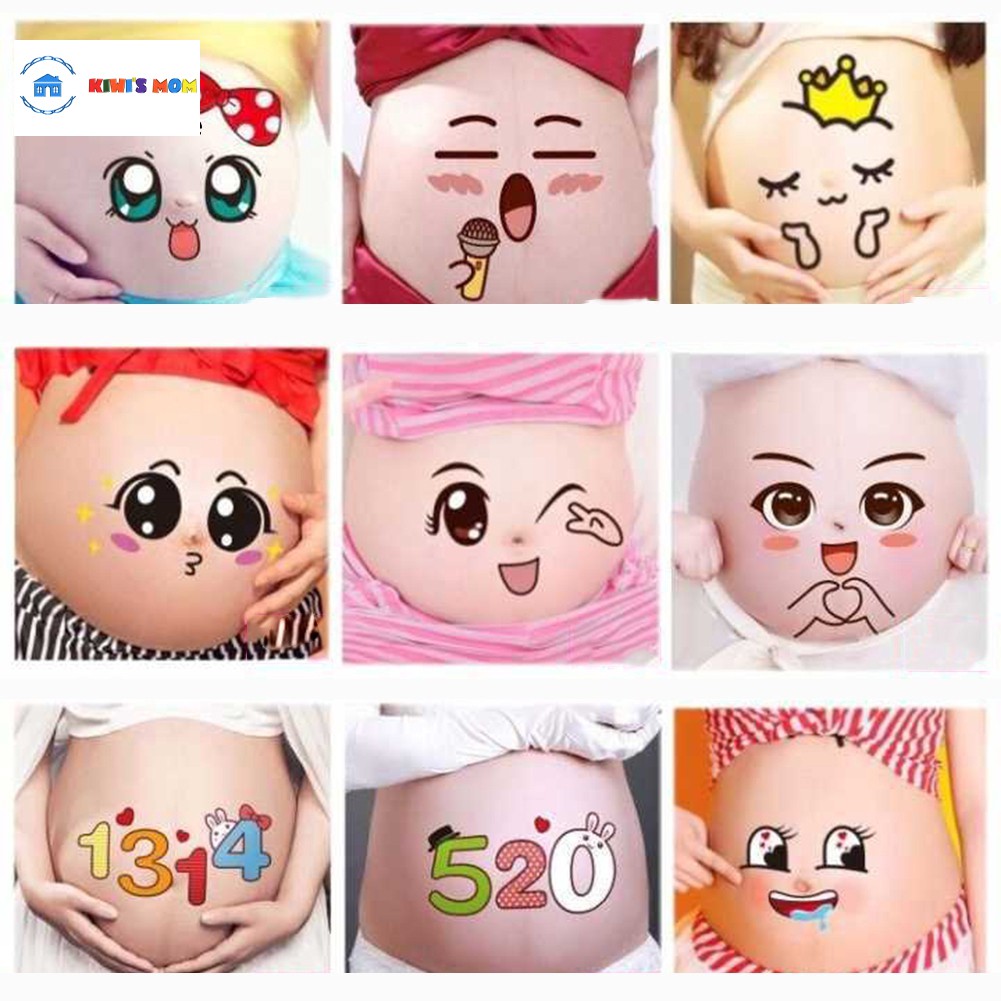 Set 5 Hình dán bụng bầu dễ thương