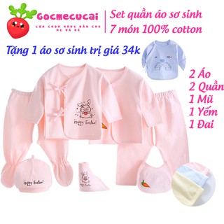 [100% cotton] Set 7 món quần áo sơ sinh 3-6kg, mềm mại kute cho bé
