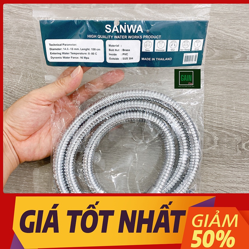 Combo vòi hoa sen Luva VS6 kèm dây sen Sanwa nhập Thái Lan dài 1.5m BH 1 năm đổi lỗi 30 ngày