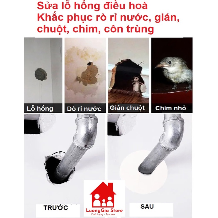 Đất Sét Xi Măng Dẻo Bịt Lỗ Điều Hoà,  Keo Bùn Chống Thấm Ngăn Côn Trùng, Chuột Gián, Giảm Tiếng Ồn, Chống Thấm Tường