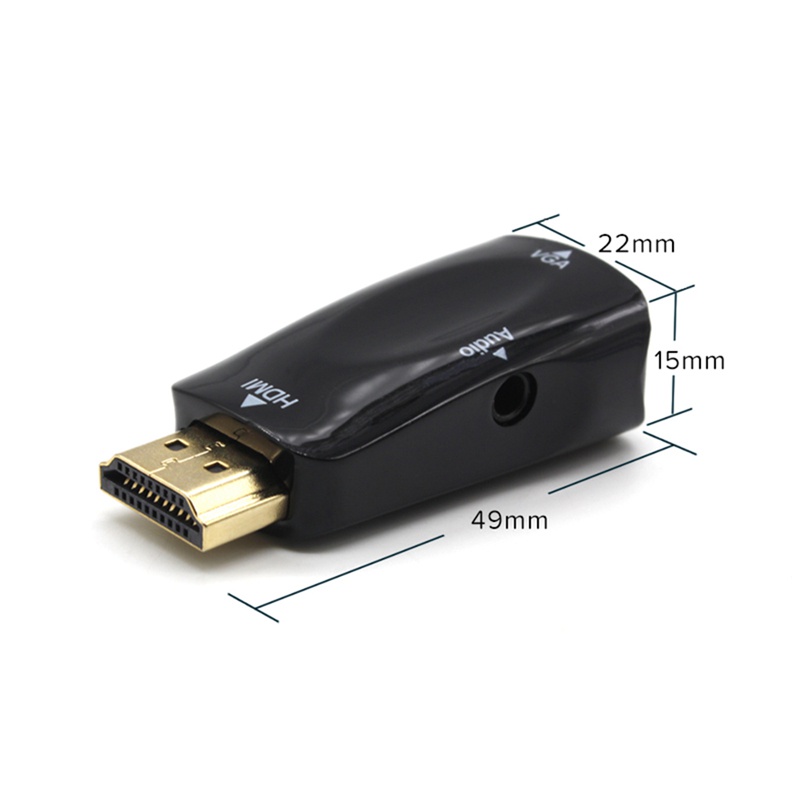 Đầu Chuyển Đổi 1080P HDMI Sang VGA 3.5mm Đen