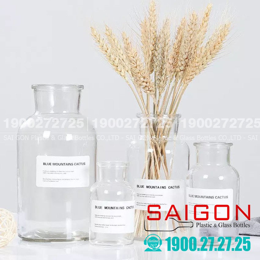 Bình Hoa Thủy Tinh Tròn Miệng To Phong Cách Cổ điển | Tùy Chọn Dung Tích