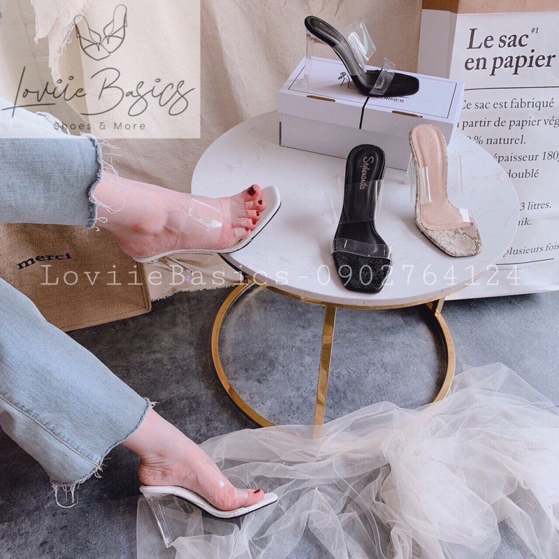 LOVIIE BASICS - GUỐC NỮ DÉP CAO GÓT 9CM - GUỐC NỮ DÉP CAO GÓT THỜI TRANG - GUỐC QUAI TRONG 9 PHÂN - DÉP GÓT NHỌN D200329