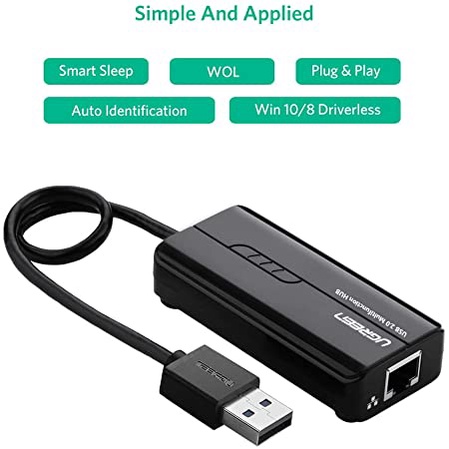 Cáp chuyển đổi USB  to Lan RJ45 3 x USB  Ugreen 20264 20265 - Hàng Chính Hãng