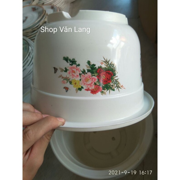 Chậu Nhựa Hoa Văn Trồng Cây 25cm x 17cm - Loại Đẹp