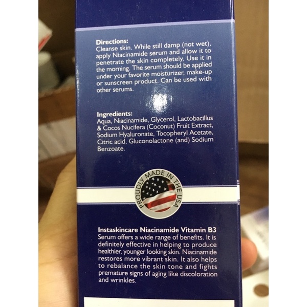 Serum Niacinamide cho mặt 10% với kẽm 1% Vitamin B3 sáng da InstaSkincare