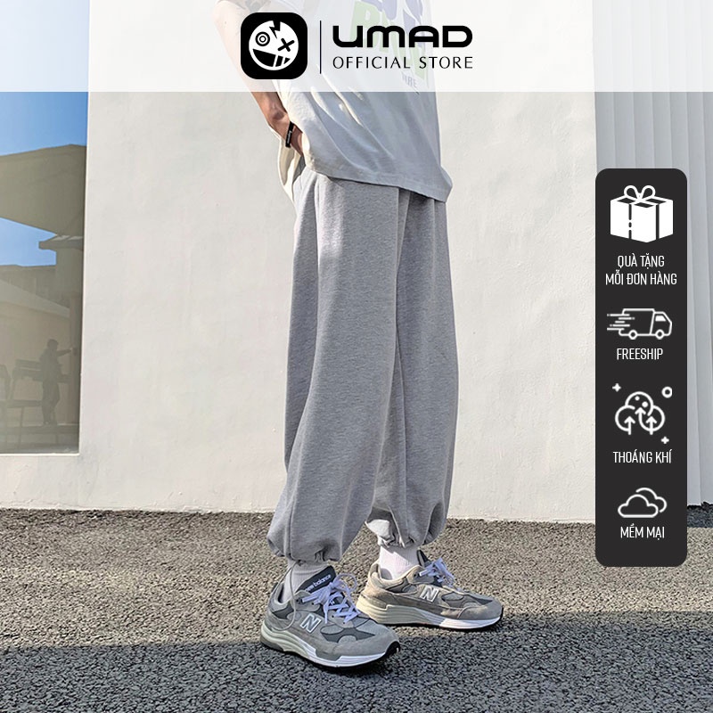 Quần Jogger Unisex basic TRƠN UMAD 3 màu Chất Nỉ form rộng chun ống dây rút cá tính năng động đi chơi đi học