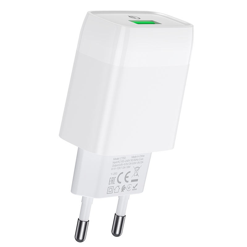 Cốc, bộ sạc nhanh Hoco c72Q c12Q hỗ trợ Quick charge 3.0 18W