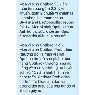 MEN VI SINH OPTIBAC  MÀU TÍM