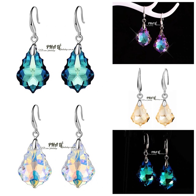 Bông Tai Pha Lê Hình Thông Được Thiết Kế Từ Pha Lê Swarovski và Bạc S925