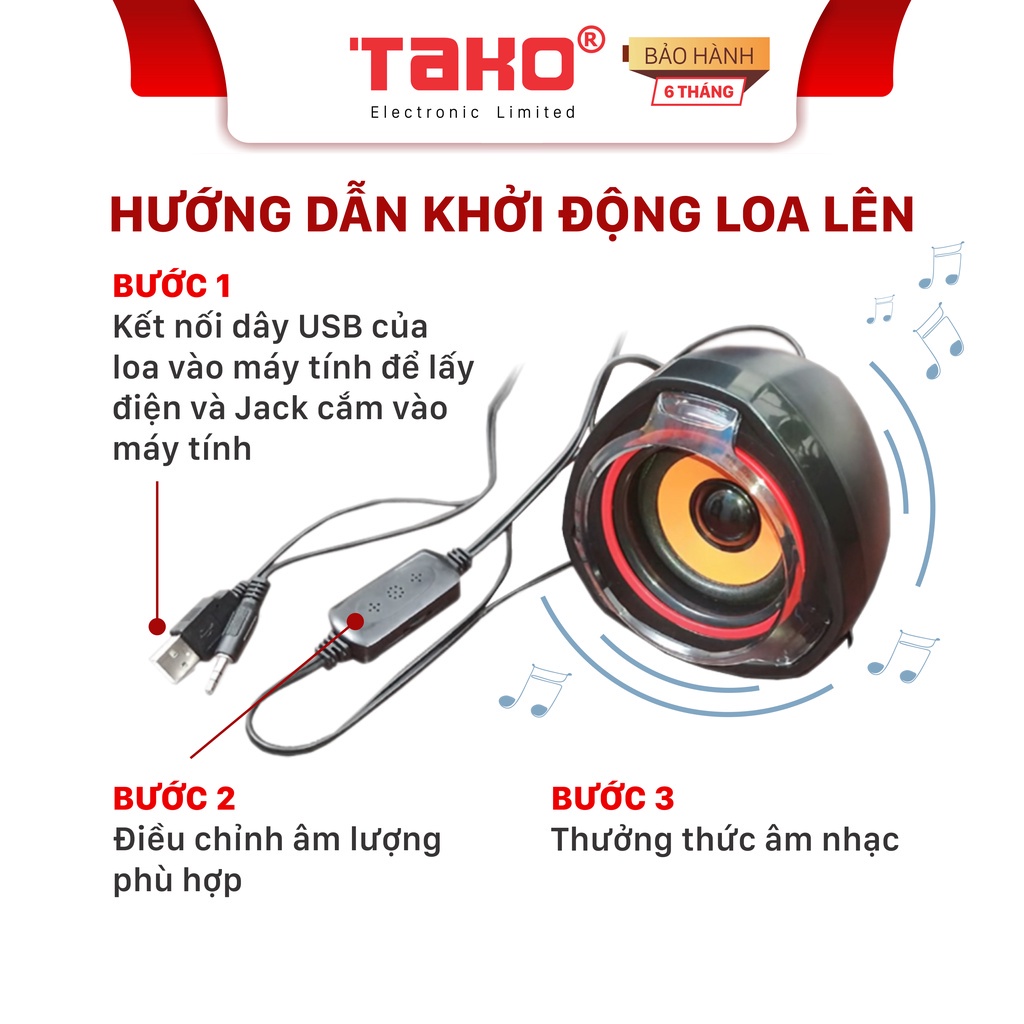 Loa siêu trầm 2.0 TAKO A730 cho máy tính để bàn. Chính hãng Tako, BH 12 tháng