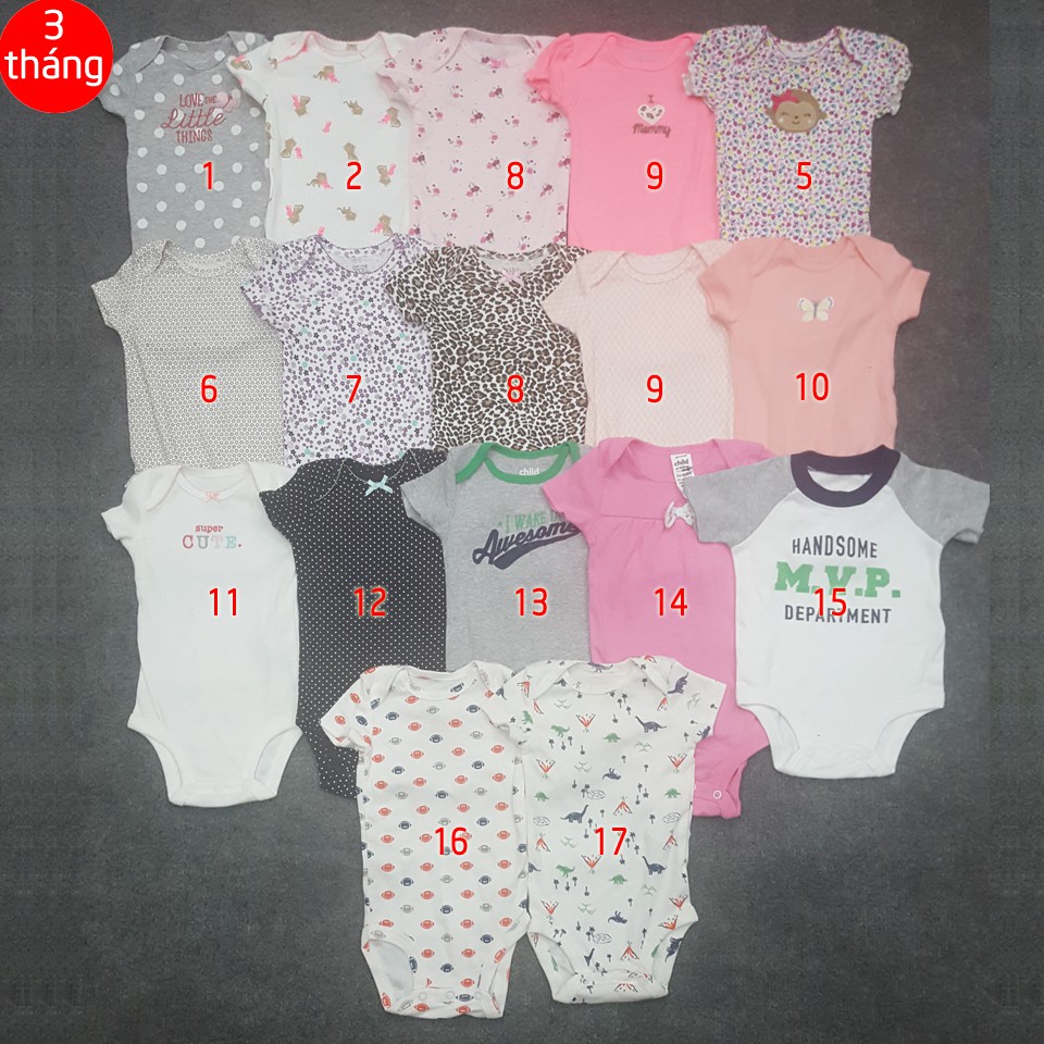 Body cộc tay cho bé trai và bé gái từ 0-24 tháng