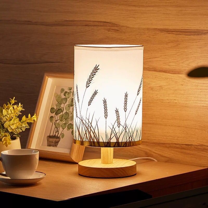 ĐÈN NGỦ ĐỂ BÀN ĐẾ GỖ CHAO VẢI NHIỀU MẪU - TẶNG KÈM BÓNG LED TIẾT KIỆM ĐIỆN - HÀNG CÓ SẴN
