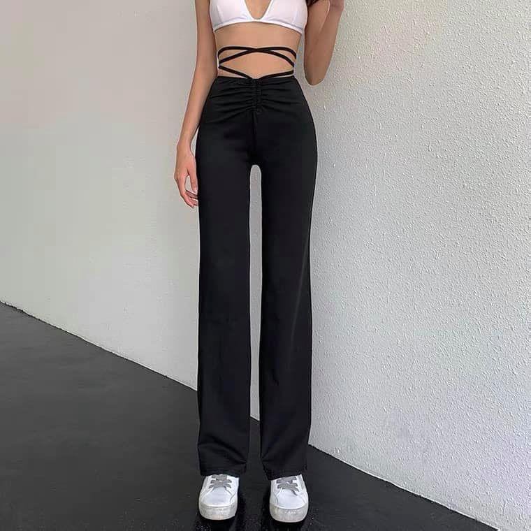 Quần nữ ống suông cột dây phong cách sexy quyến rũ tôn dáng
