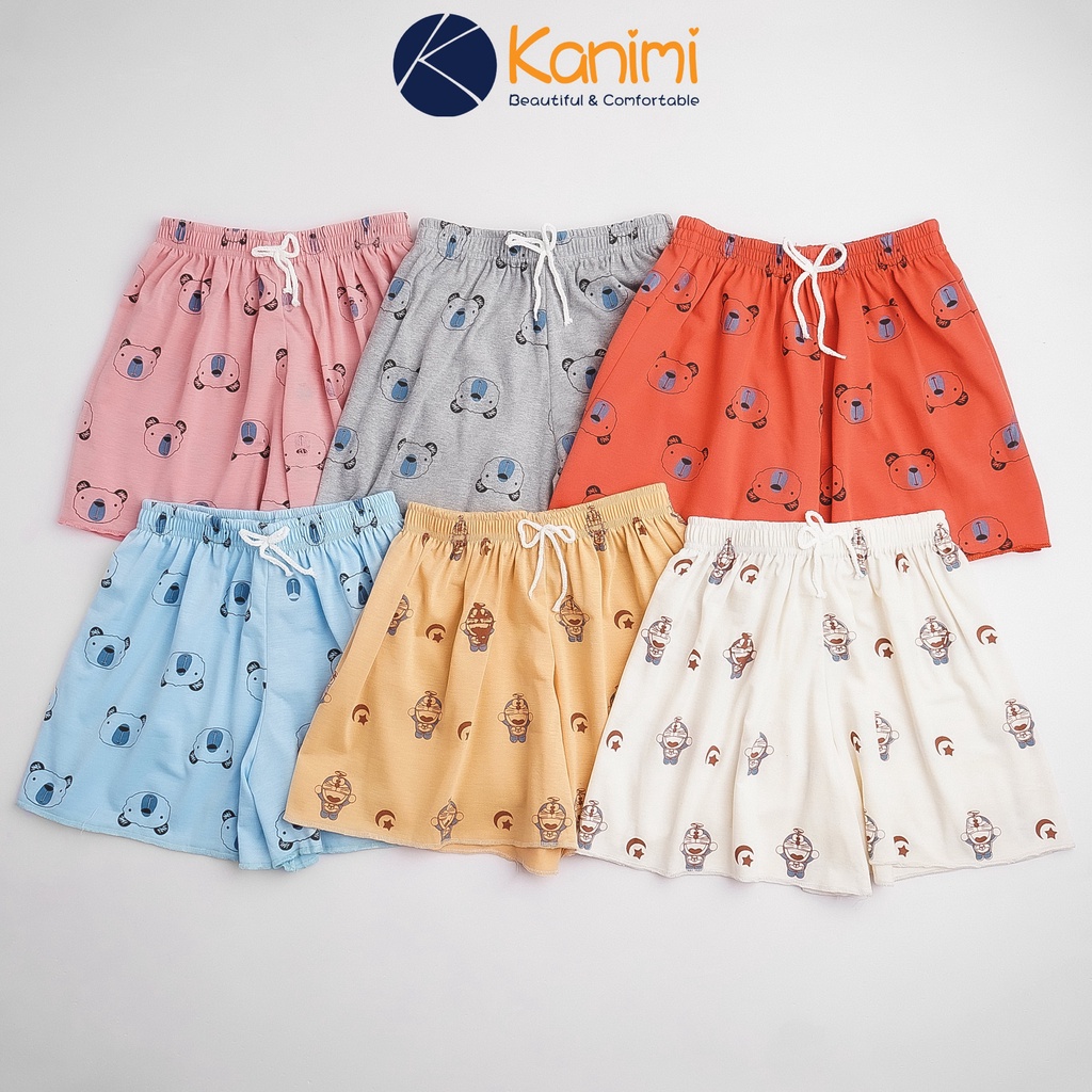 Quần đùi mặc nhà nữ hoạt tiết hoạt hình kitty - quần đùi cạp chun chất đẹp, form to 40-60kg - QN07