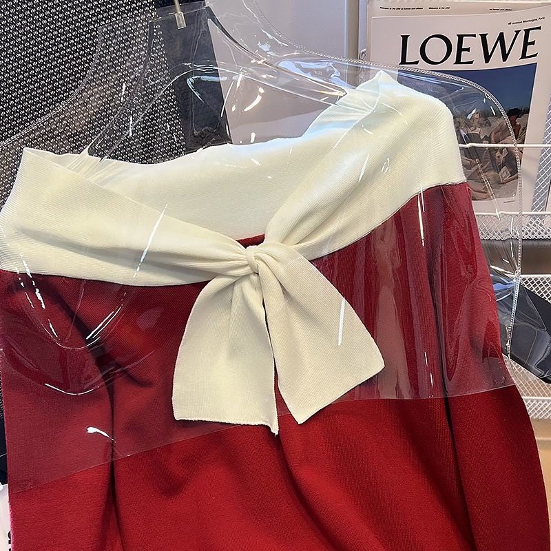 Áo Sweater Trễ Vai Thiết Kế Mới Phối Nơ Thời Trang Mùa Thu Dành Cho Nữ