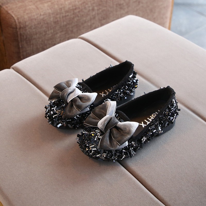 Giày da đế mềm đính nơ dễ thương xinh xắn thời trang Hàn Quốc dành cho bé gái