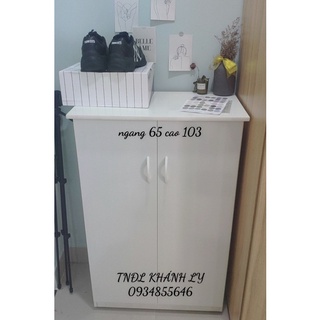 Tủ giày dép nhựa đài loan 2 cánh 6 tầng trắng 65x104(TPHCM)