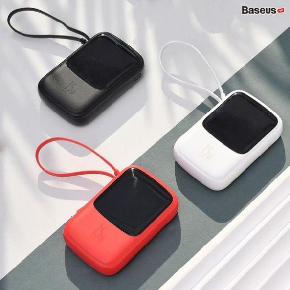 Sạc dự phòng Baseus Q Pow 10.000 mAh 3A 15W sạc nhanh tích hợp cáp sạc cho điện thoại Iphone