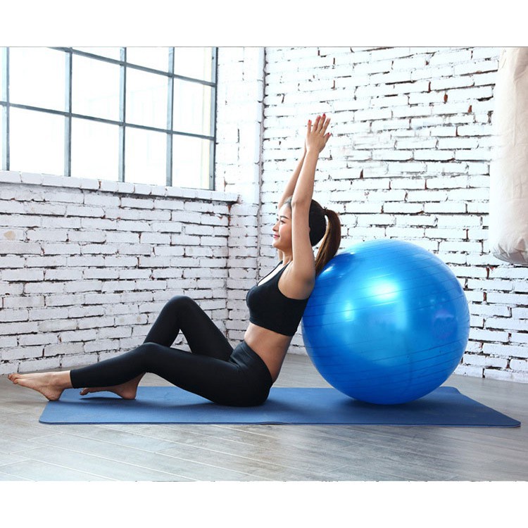 Bóng Tập Yoga Cao Cấp  Chống Nổ Bóng 55cm Dày 2mm (Tặng bơm bóng và phụ kiện)