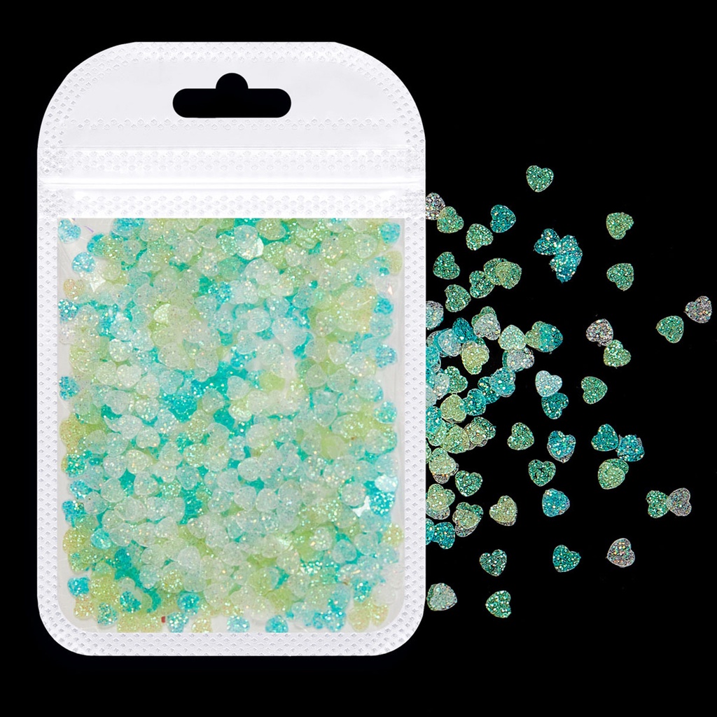 1 Túi Hạt Kim Sa Hình Trái Tim Trang Trí Móng Tay Chống Phai Màu Sang Trọng