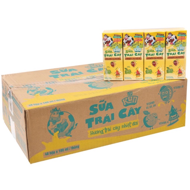 [Mã GRO2405 giảm 10% đơn 250K] Sữa Kun Trái Cây Hương Nhiệt Đới - Thùng 48 hộp x 180ml