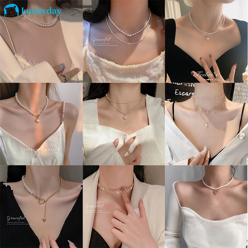 Dây Chuyền Vàng/ Bạc Mặt Hình Bướm Phối Ngọc Trai Thời Trang Hàn Quốc Cho Nữ