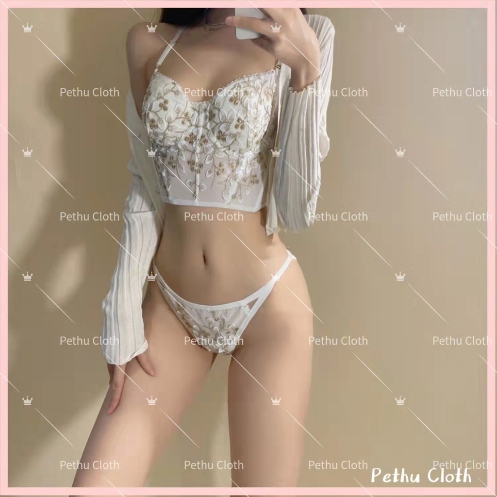 ( Q1,HCM）Sexy Áo lót Bra ren nữHàn Quốc Bralette Bộ Dây Đan Chéo Có Gọng Đệm Mỏng Siêu--A02