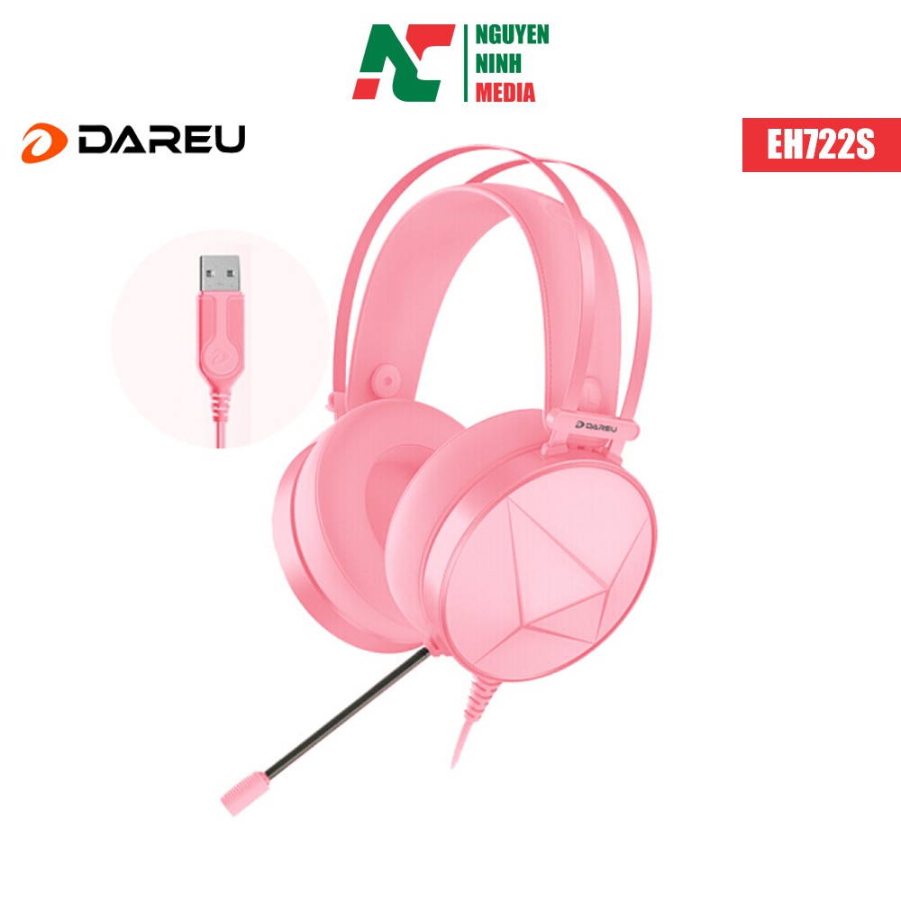 Tai nghe DareU EH722s Magic Queen 7.1 USB (Màu Hồng) - Hàng chính hãng BH 1 năm