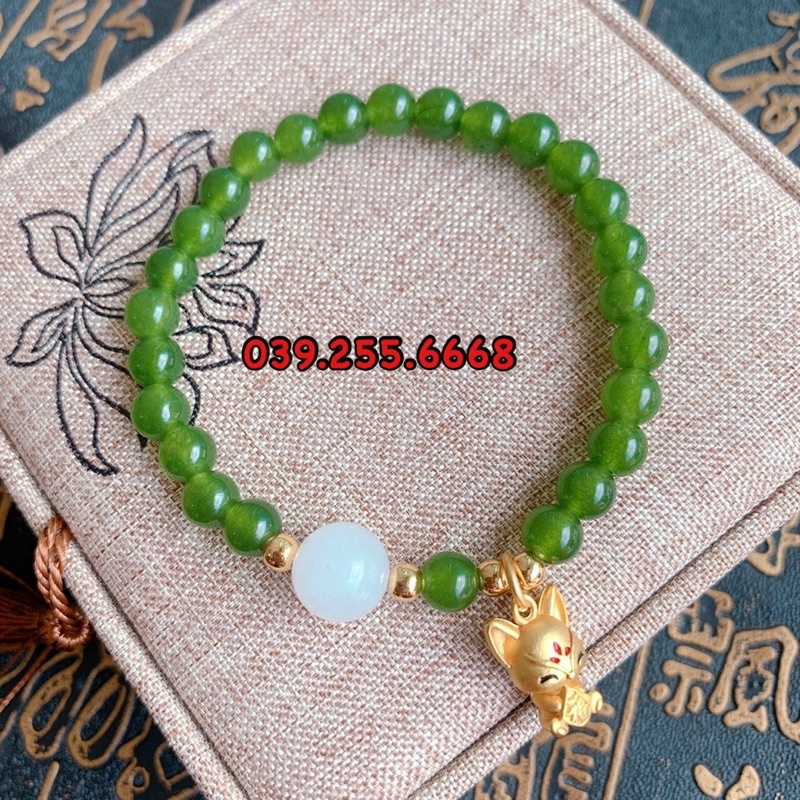 Vòng Tay Đá Mix Charm Tiểu Hồ Ly - Tặng Kèm Hộp Gấm
