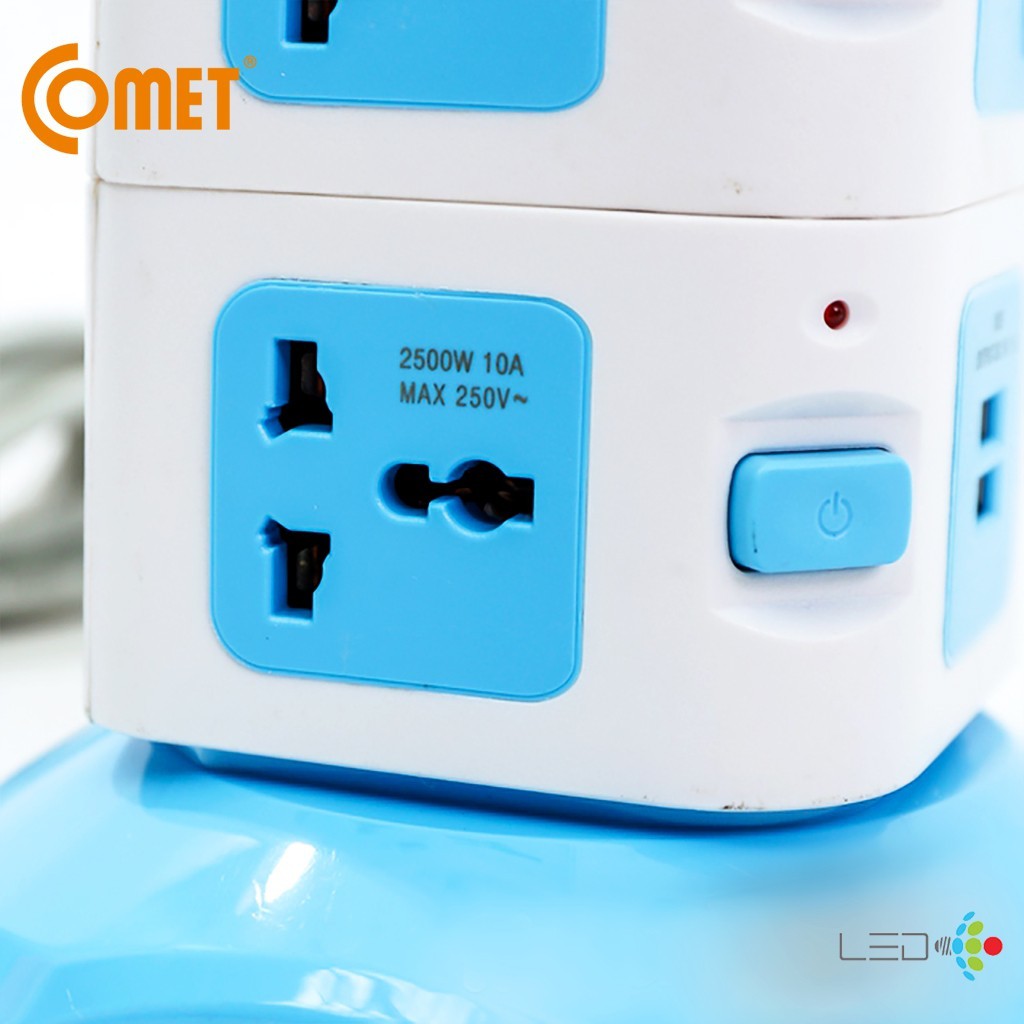 Ổ cắm Comet CES6703 (7 ổ đa năng, 2 ổ USB, dây 3m)