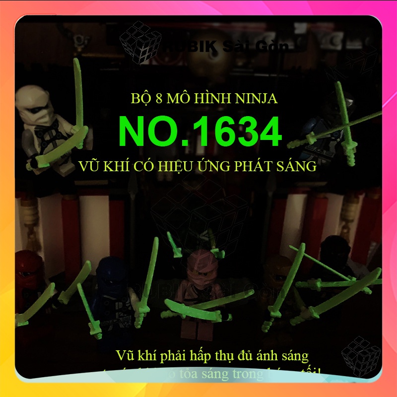 Bộ đồ chơi Mini cho bé lắp ghép mô hình nhân vật 8 Ninja Minifigures vũ khí có hiệu ứng phát sáng