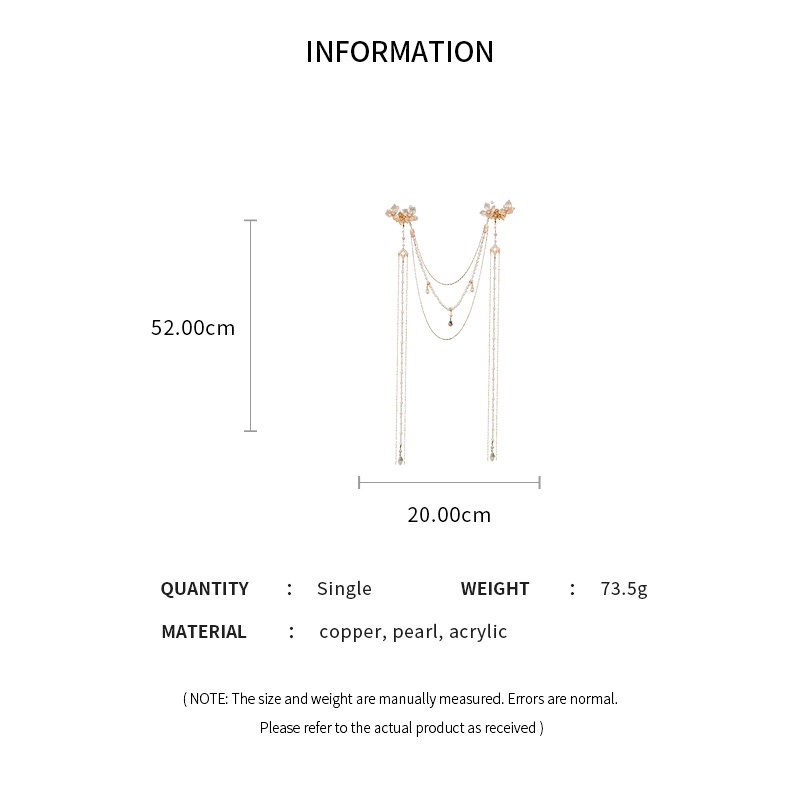 DREJEW Kẹp tóc hình hoa đính đá ngọc trai phối tua rua dáng dài thời trang sáng tạo cho nữ