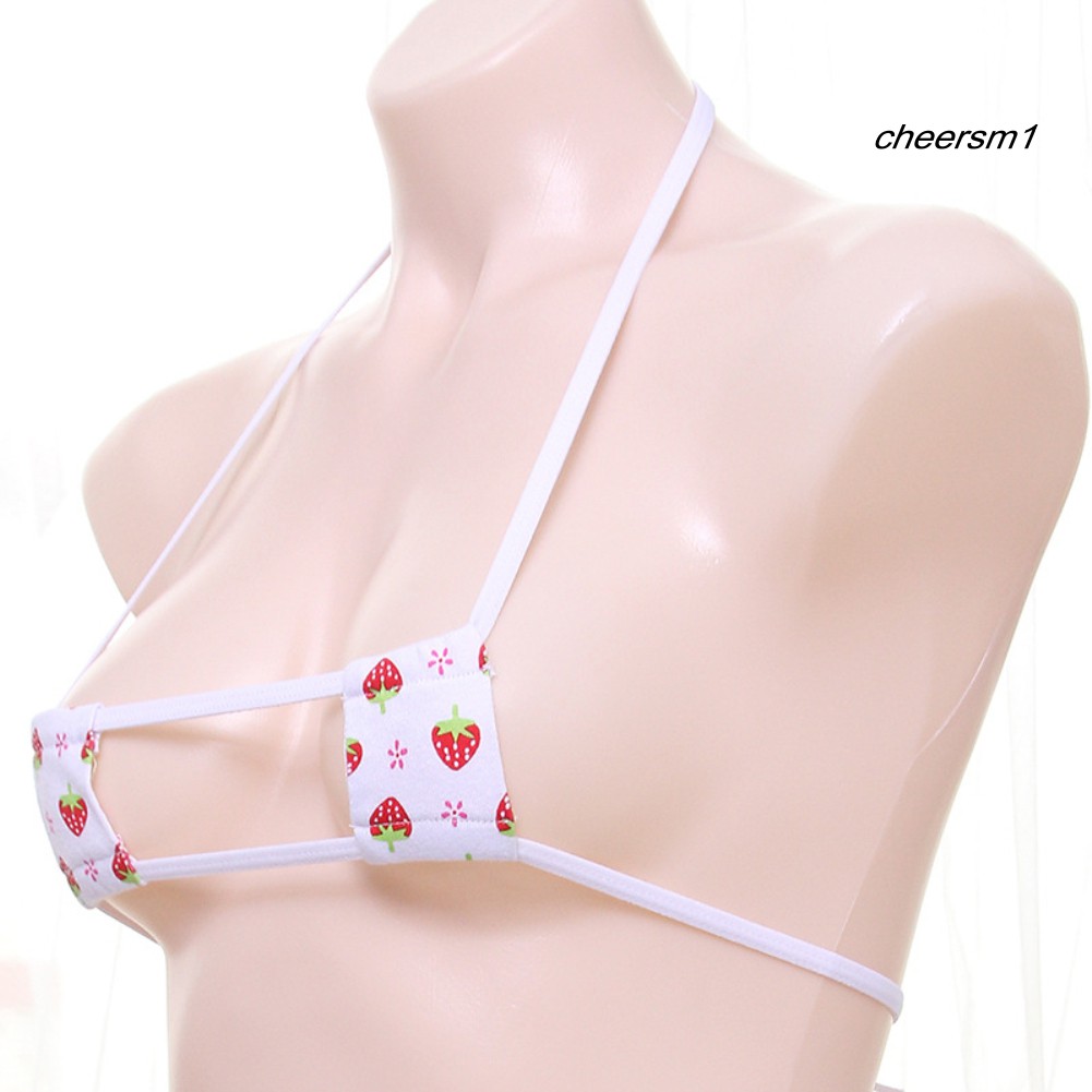 nội y bộ đồ lót Women Sexy Bikini Strawberry Block Lace Up Bra Panties Briefs Erotic Underwear | BigBuy360 - bigbuy360.vn