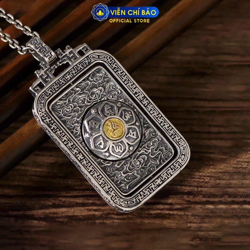 Mặt dây chuyền bạc nam Lục Tự Đại Minh Chân Ngôn xoay 360 độ chất liệu bạc Thái 925 thương hiệu Viễn Chí Bảo M100401