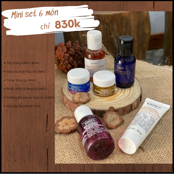 [DUTY FREE] Minisize Travel Set Du Lịch Kiehl's 6 Món Đủ Các Bước Làm Sạch Dưỡng Da Chuyên Sâu.