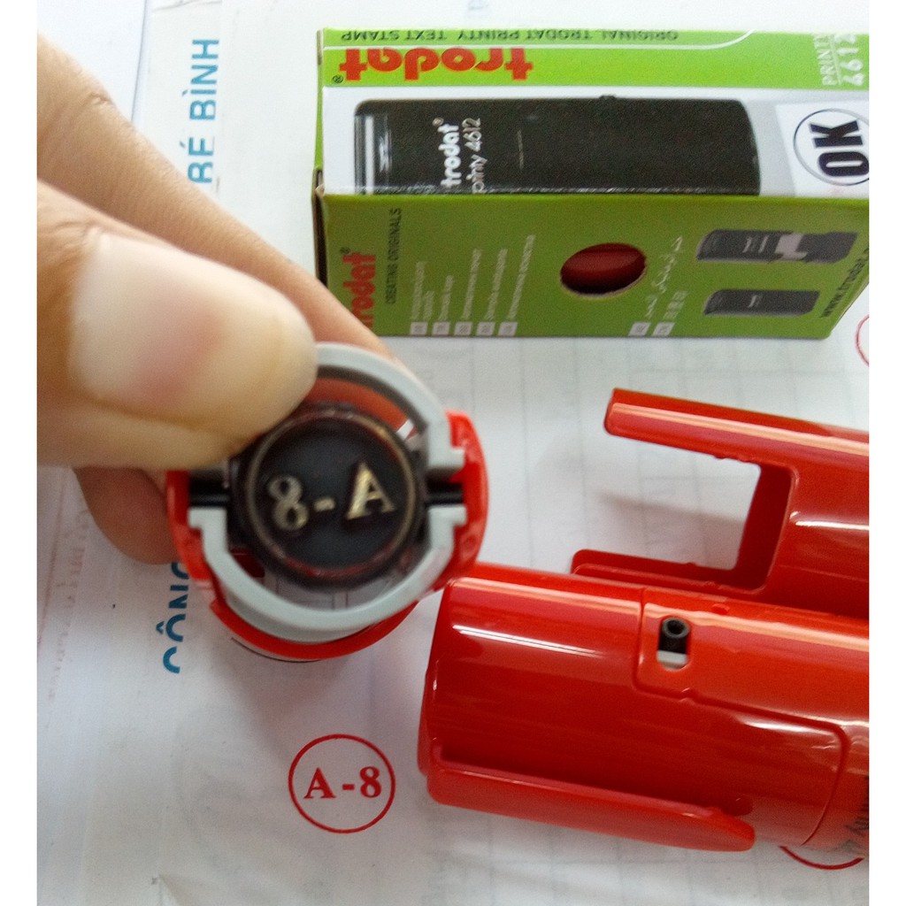 Dấu Trodat 4612 Tròn 12mm Khắc Ký Hiệu, Logo Dùng Đóng Lên Giấy
