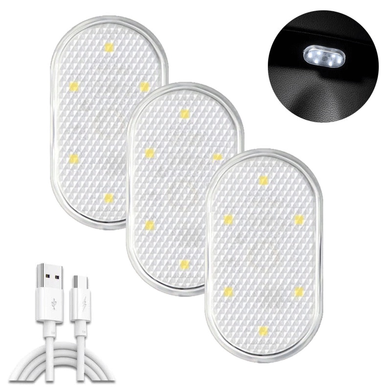 Đèn Led Cảm Ứng Không Dây Gắn Trần Xe Hơi, Tủ Quần Áo Kèm Cổng Sạc USB Tiện Lợi