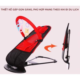 [VD123] Ghế nhún rung cho bé lưới 2 lớp kèm gối và thanh đồ chơi 3 món GD05 bovang180895