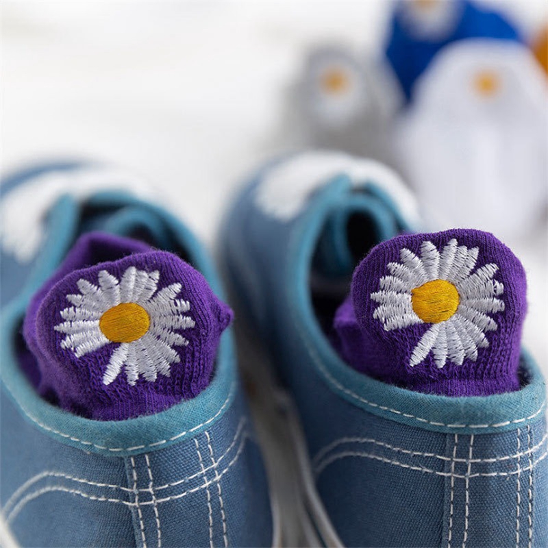 Colorful Cute Cat Embroid Solid Color Ankle Boot Socks Women Cotton White Girls Student Anklet Socks Non Slip Low Cut Socks
