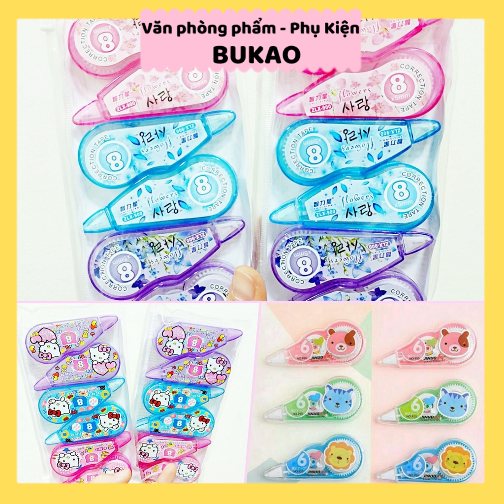 Bút xoá kéo dài 8 mét hình hoa, kitty, mèo con