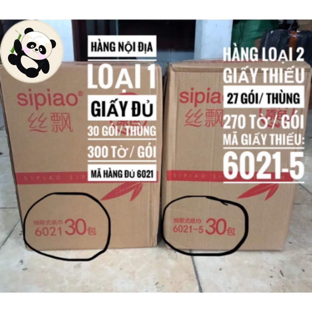 Giấy ăn gấu trúc thùng 30 gói 300 tờ siêu dai Sipiao hàng nội địa Trung