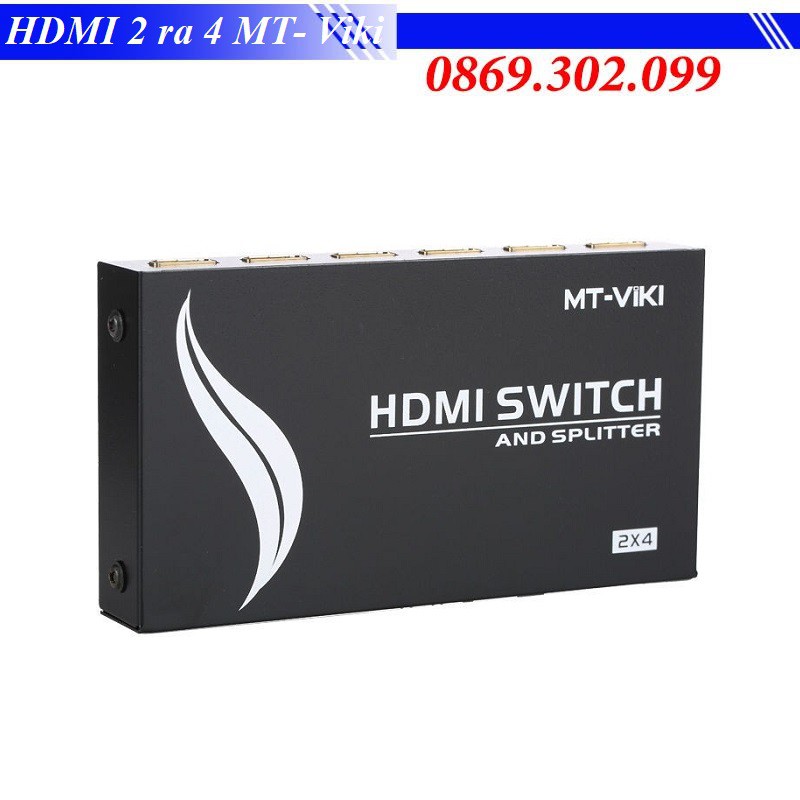 Bộ chia HDMI 2 ra 4 màn hình MT-Viki MT-HD2-4, Bộ chia HDMI 2 vào 4 ra có điều khiển MT-Viki MT-HD2-4 chính hãng