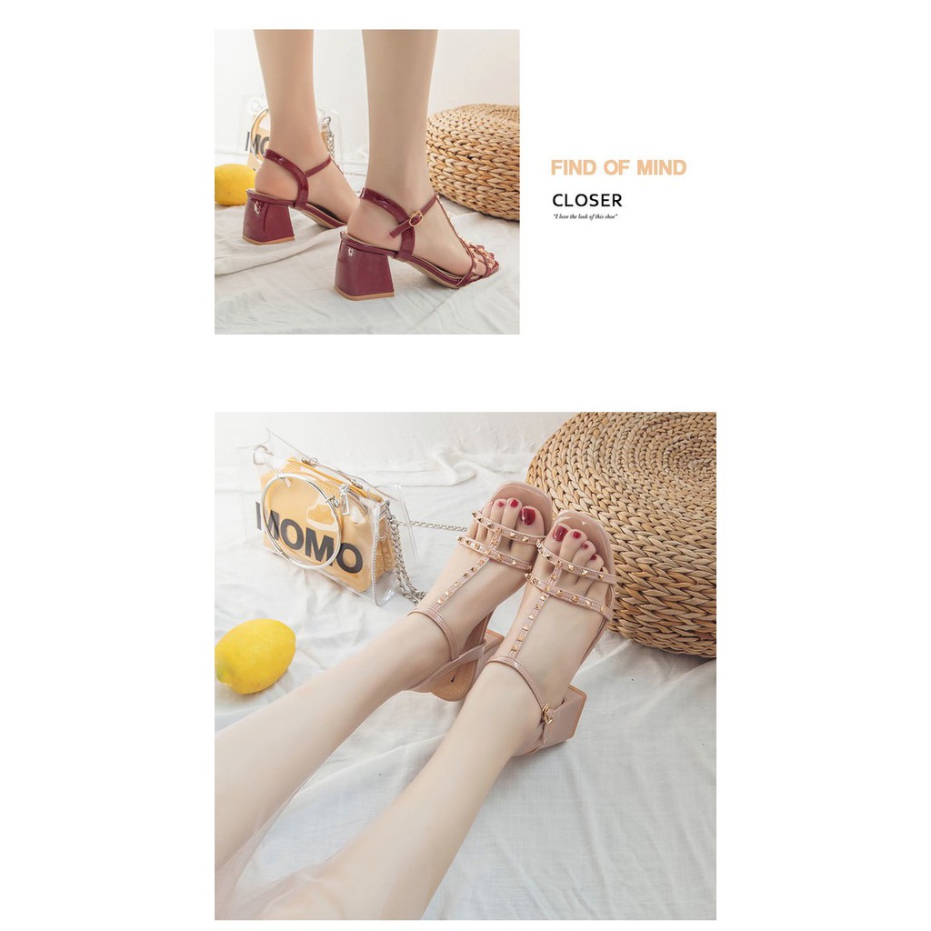 (908) Giày sandal phối đính dá  nữ 5phan - Giày cao gót siêu hot, êm chân, nhiều màu, mẫu mới hàng CAO CẤP
