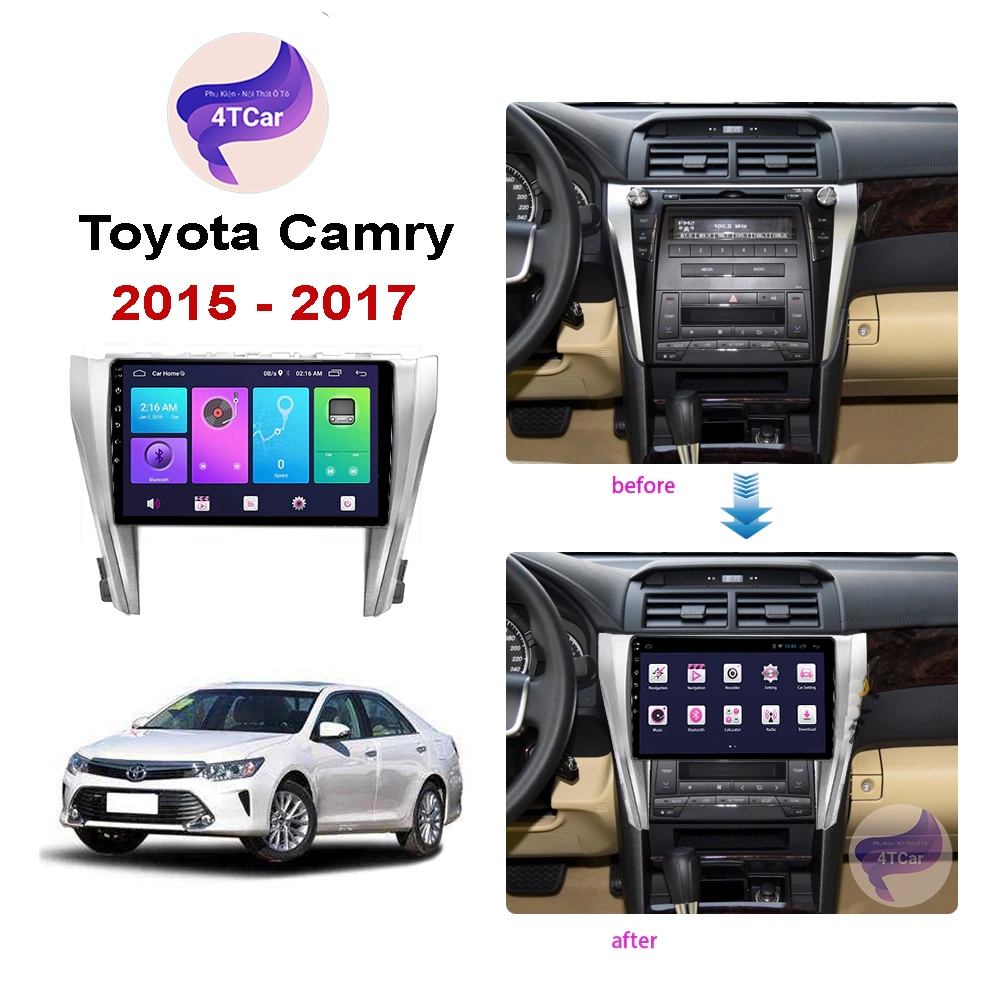 Mặt dưỡng Toyota Camry 2015-2017 10 inch lắp màn android