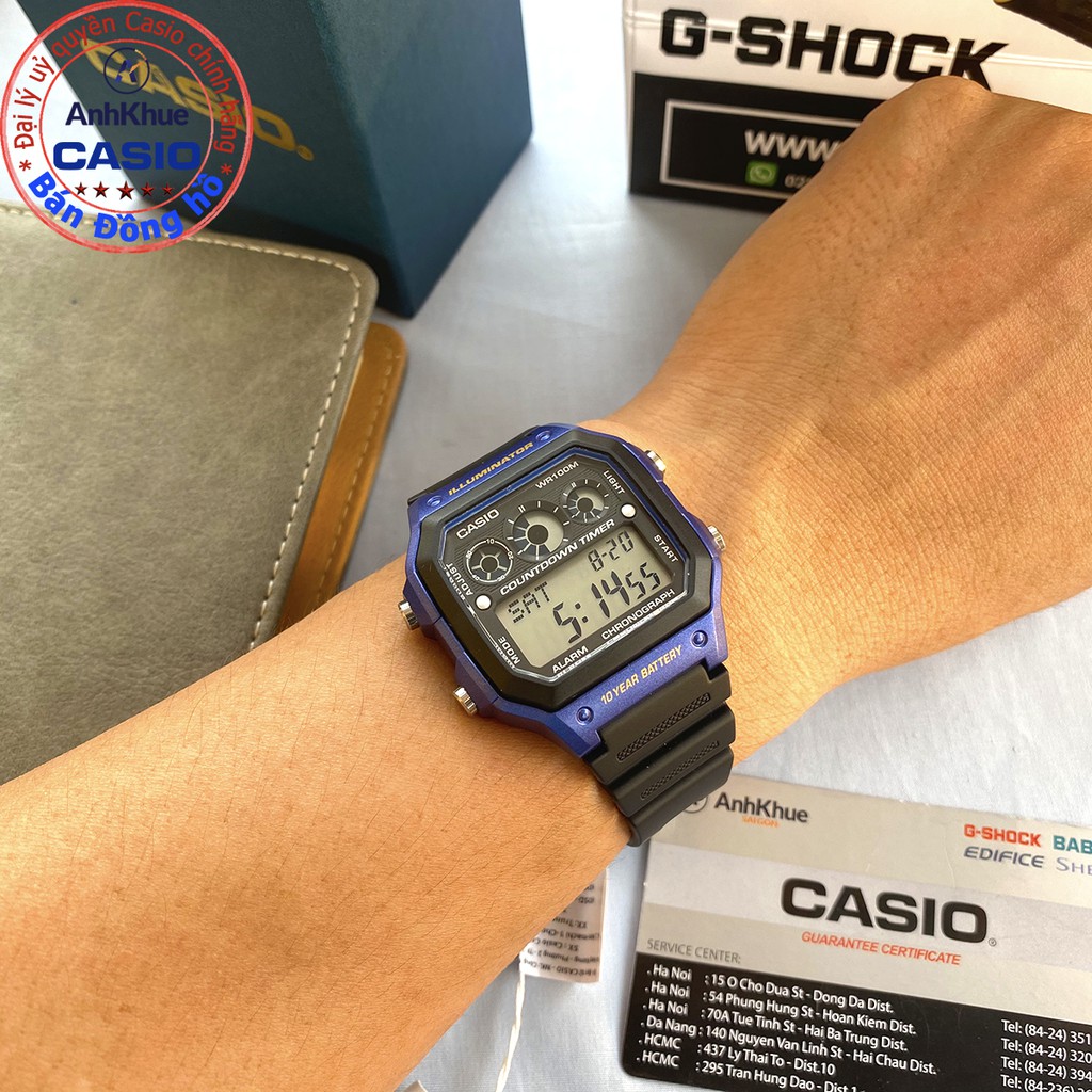 Đồng hồ nam Casio AE-1300 AE-1300WH-1A2F AE-1300WH-1A AE-1300WH-2A AE-1300WH-4A chính hãng Anh Khêu đây nhựa bền đẹp