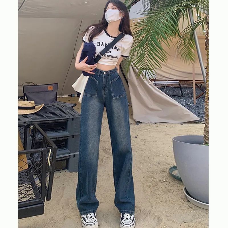 JSC Quần Jean Nữ Cạp Cao Ống Rộng Phong Cách Mới Mùa Hè