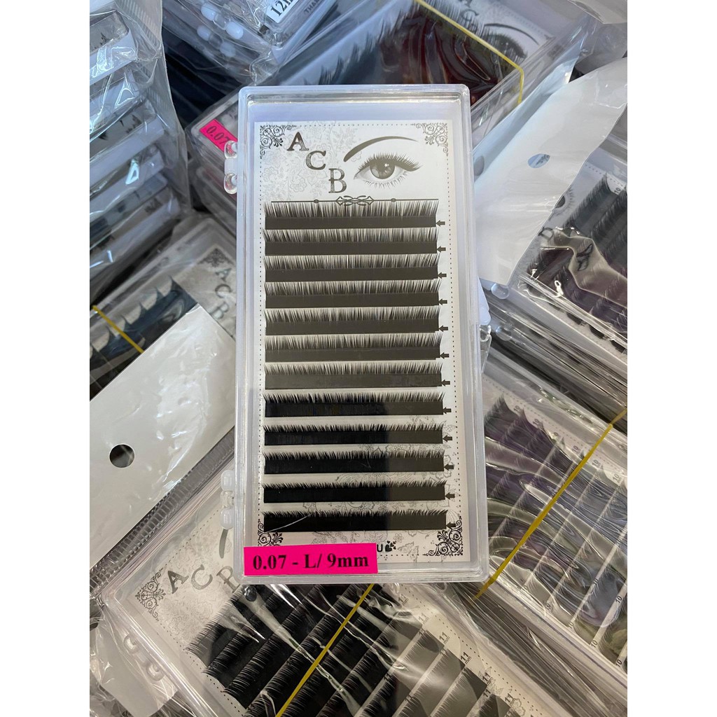 Mi Khay ABC Độ Cong M , L,  độ dày 0.07  Volumn Classic Tạo Fan Nối Mi Đủ Các Độ Dài - Lẻ 1 Khay