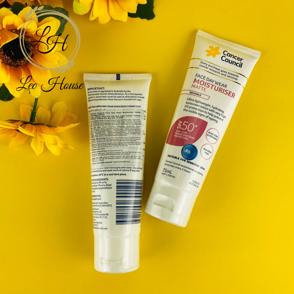Kem chống nắng Cancer Council Face Day Wear Moisturiser Matte SPF50+