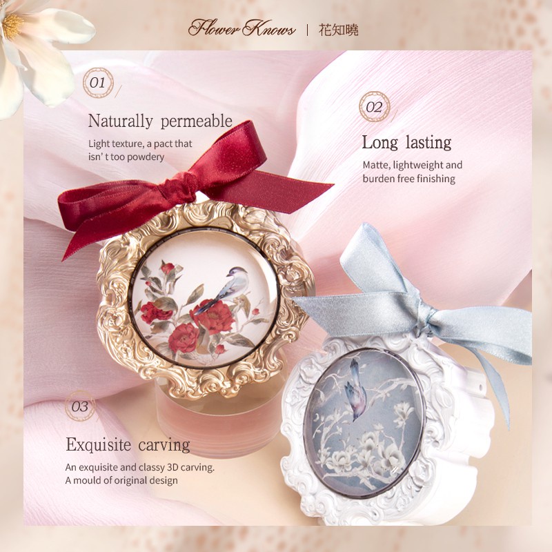 Phấn Phủ Flower Knows Dạng Nén Kiềm Dầu Kháng Nước Lâu Trôi Họa Tiết Hoa Dập Nổi Thiết Kế Vỏ Chạm Khắc 200g | BigBuy360 - bigbuy360.vn